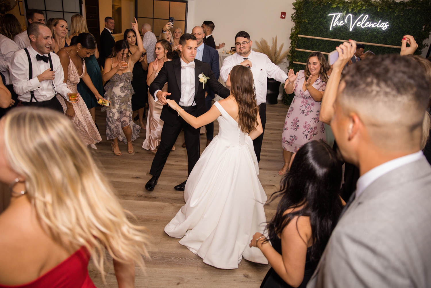 bride and groom dancing