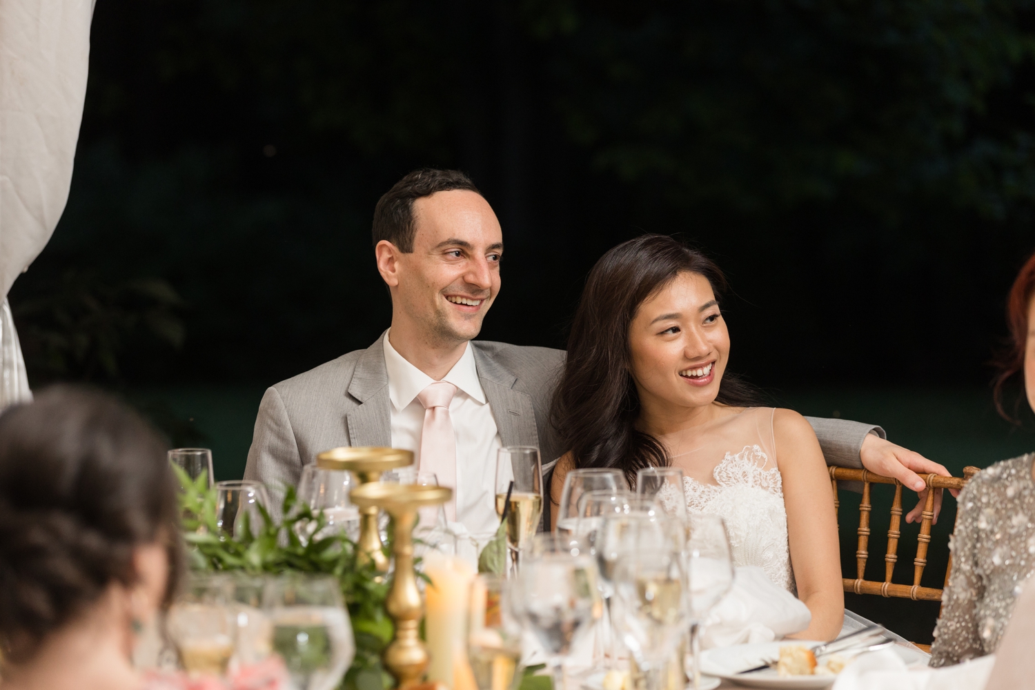 bride and groom enjoy toasts at Woodend Sanctuary & Mansion 