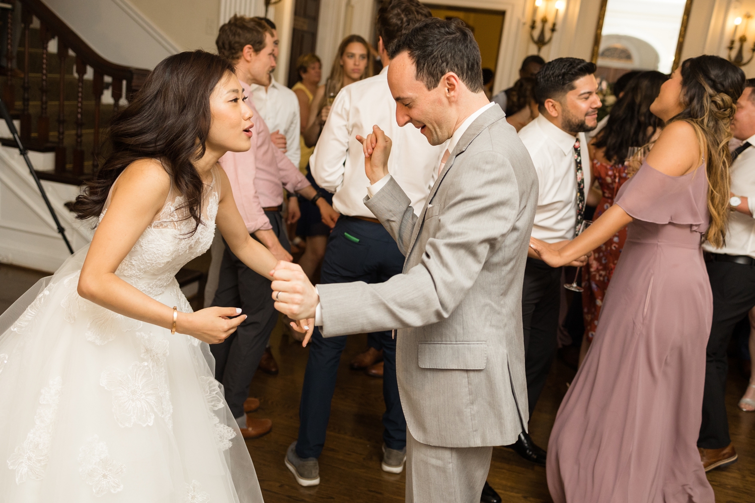 bride and groom enjoy reception at Woodend Sanctuary & Mansion 