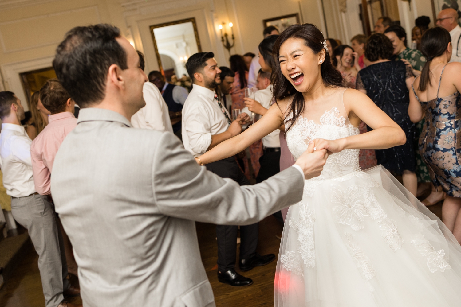 bride and groom enjoy reception at Woodend Sanctuary & Mansion 