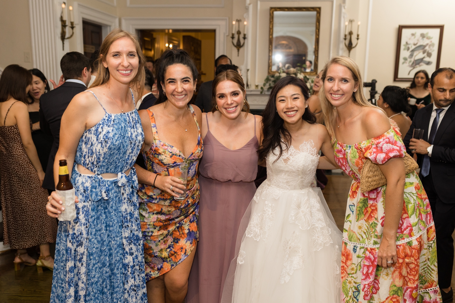 bride and her guests enjoy reception at Woodend Sanctuary & Mansion 