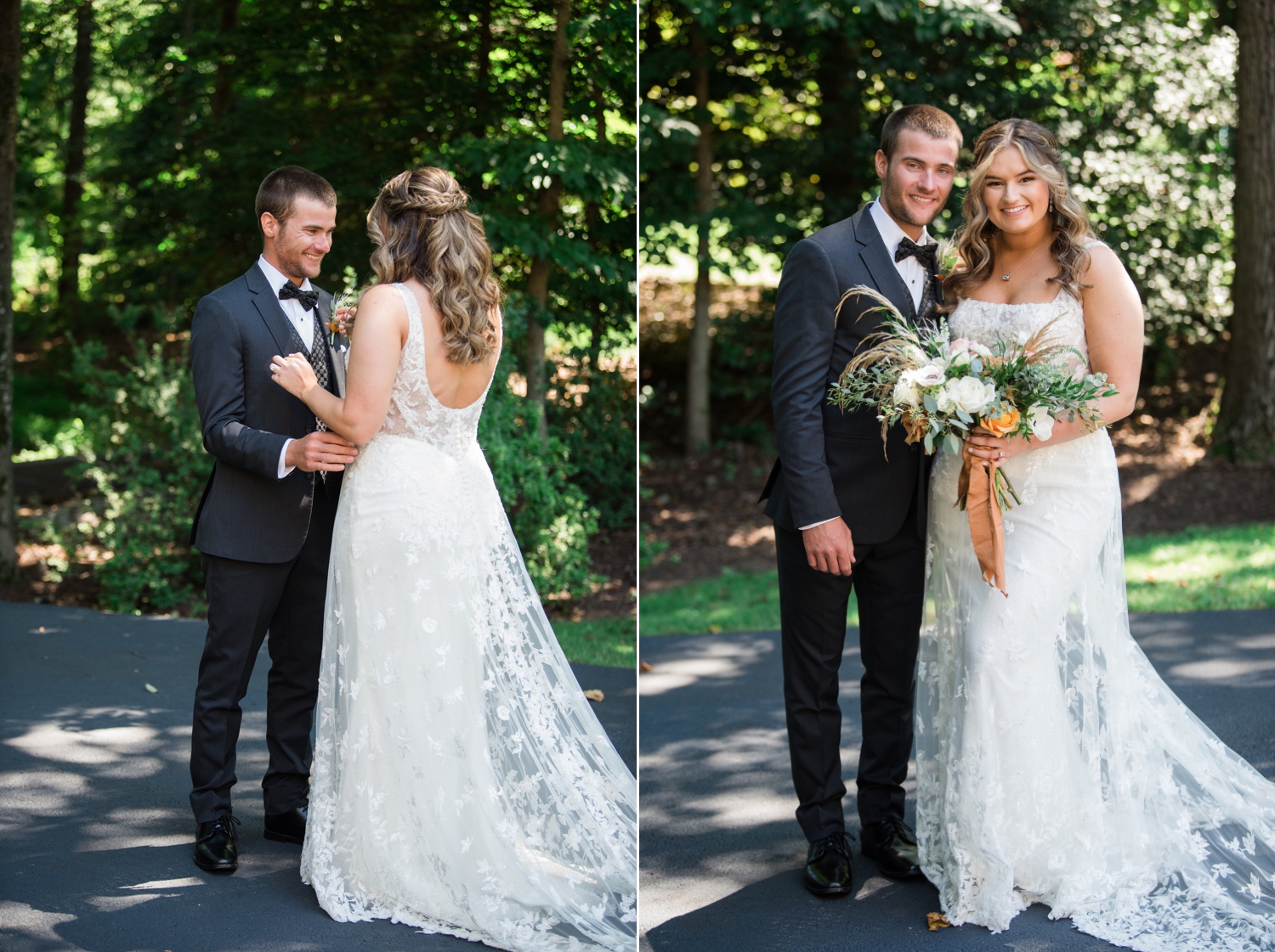 Manassas, VA wedding first look at Sweeney Barn