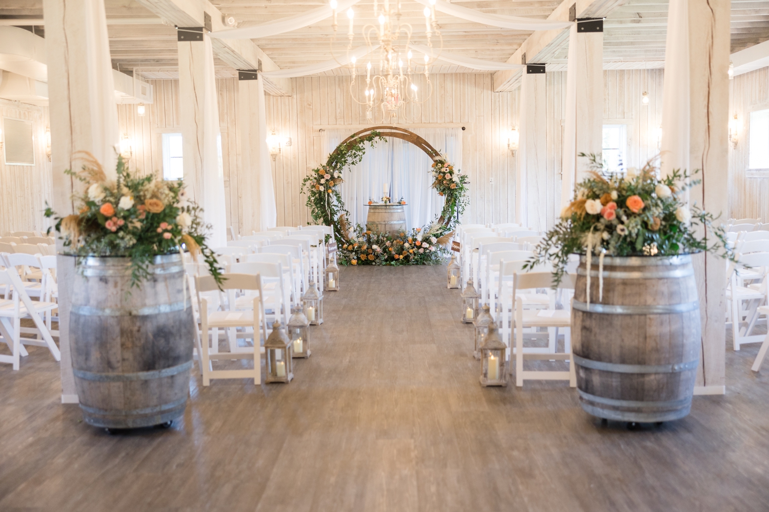 Indoor ceremony at Sweeney Barn