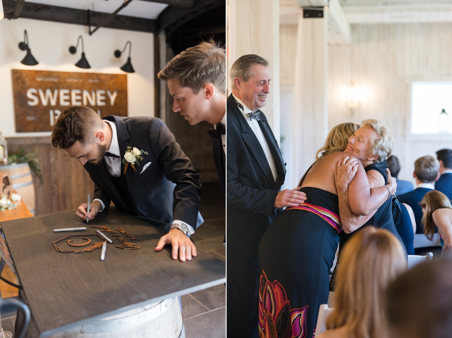 Indoor ceremony at Sweeney Barn