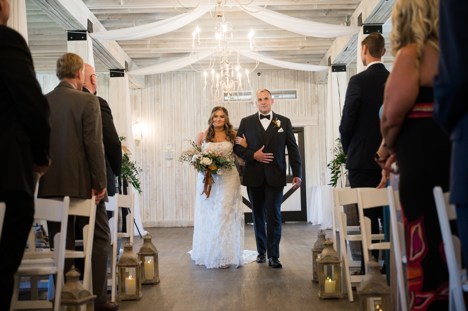 Indoor ceremony at Sweeney Barn