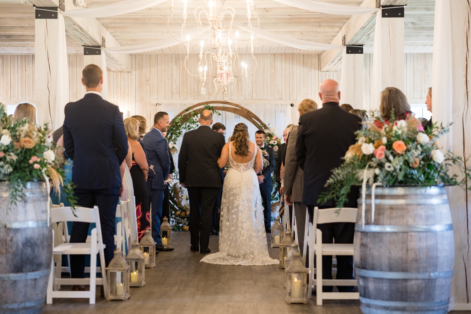 Indoor ceremony at Sweeney Barn