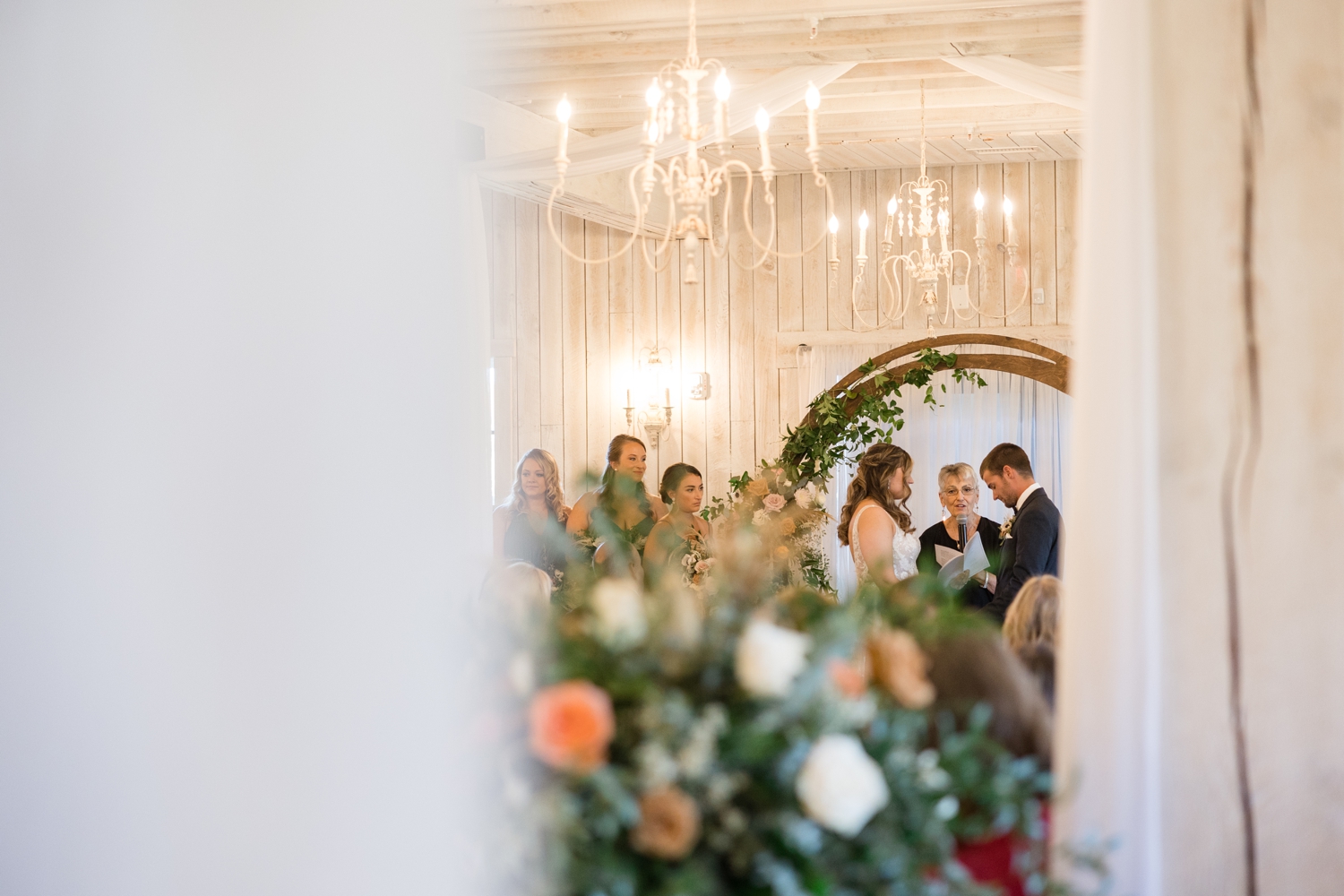 Indoor ceremony at Sweeney Barn