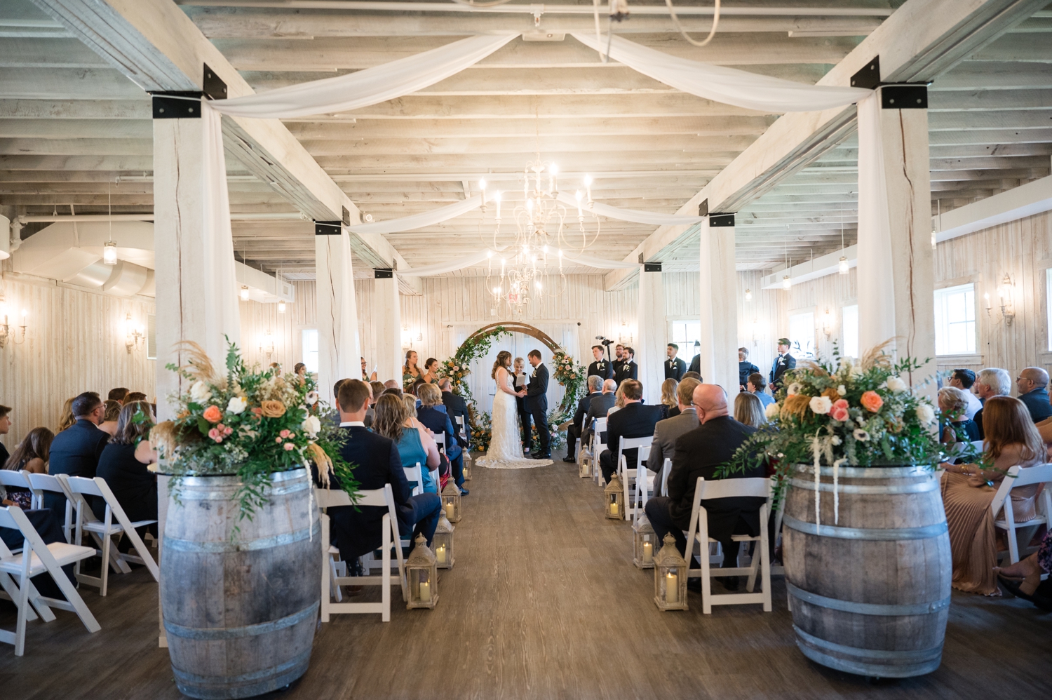 Indoor ceremony at Sweeney Barn