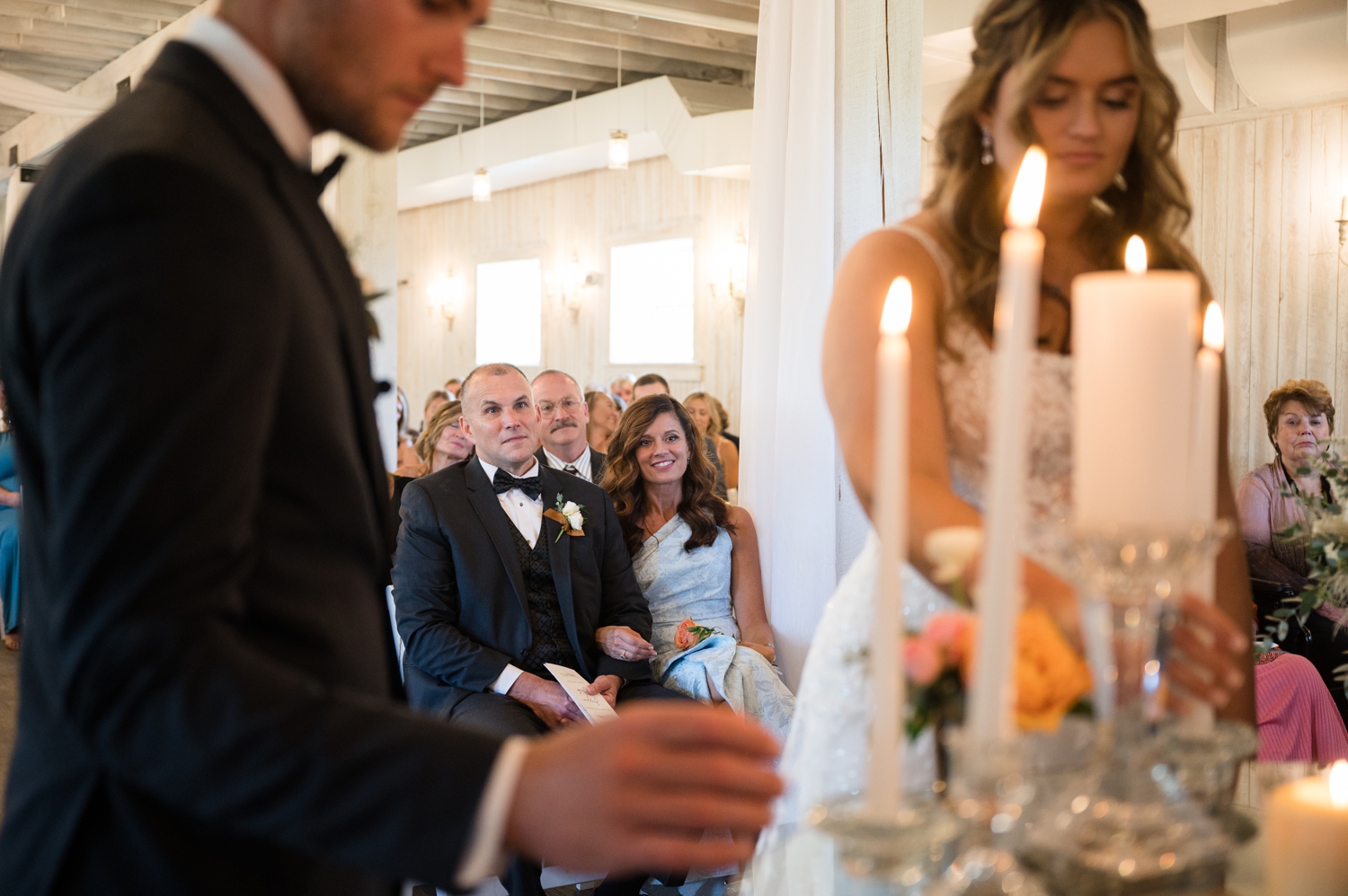 Indoor ceremony at Sweeney Barn