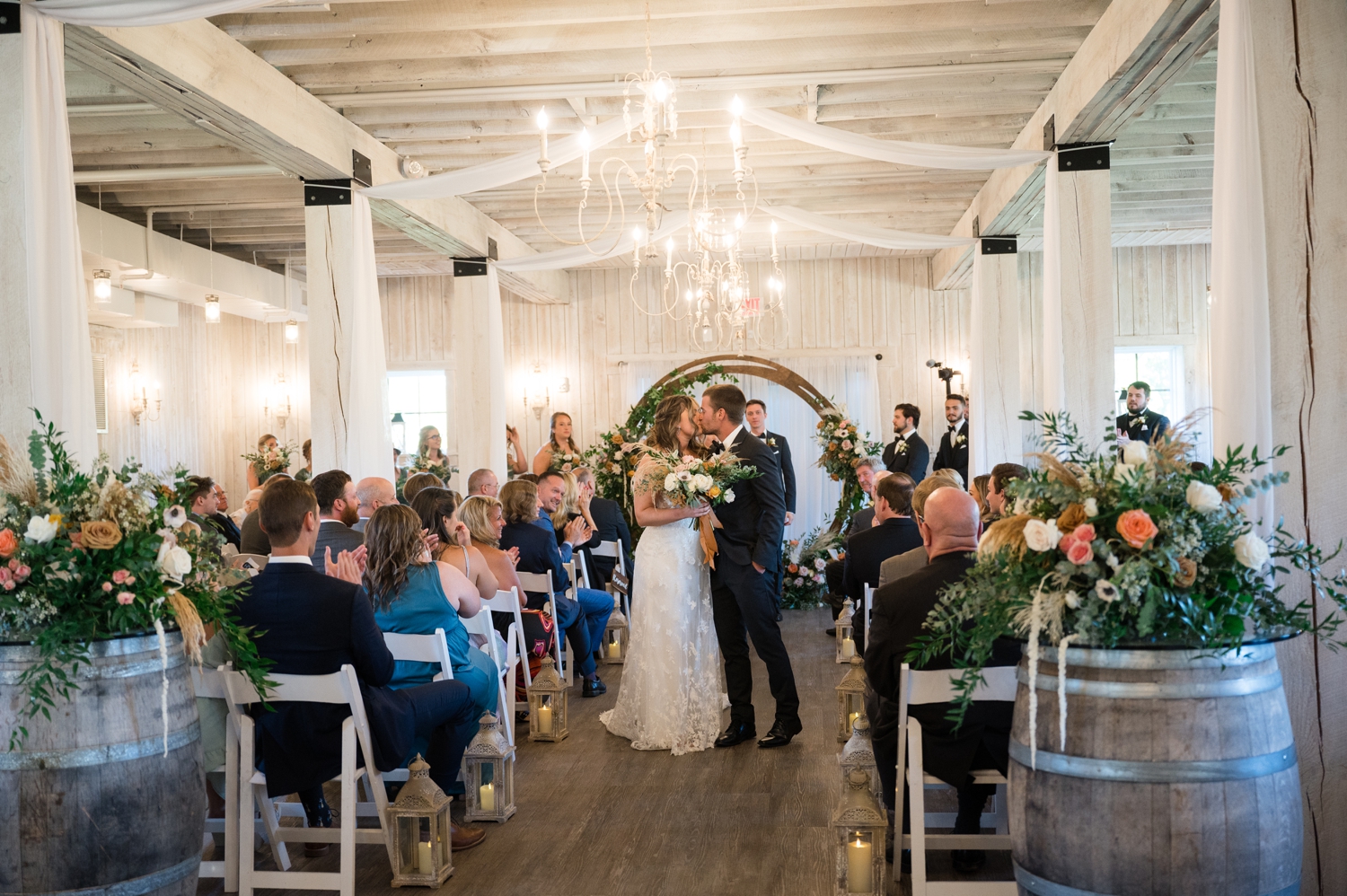 Indoor ceremony at Sweeney Barn