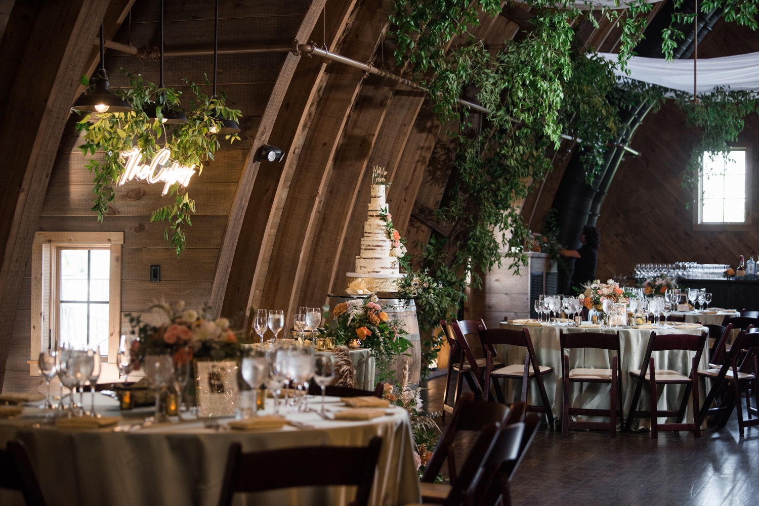 Sweeney Barn wedding details hanging greens