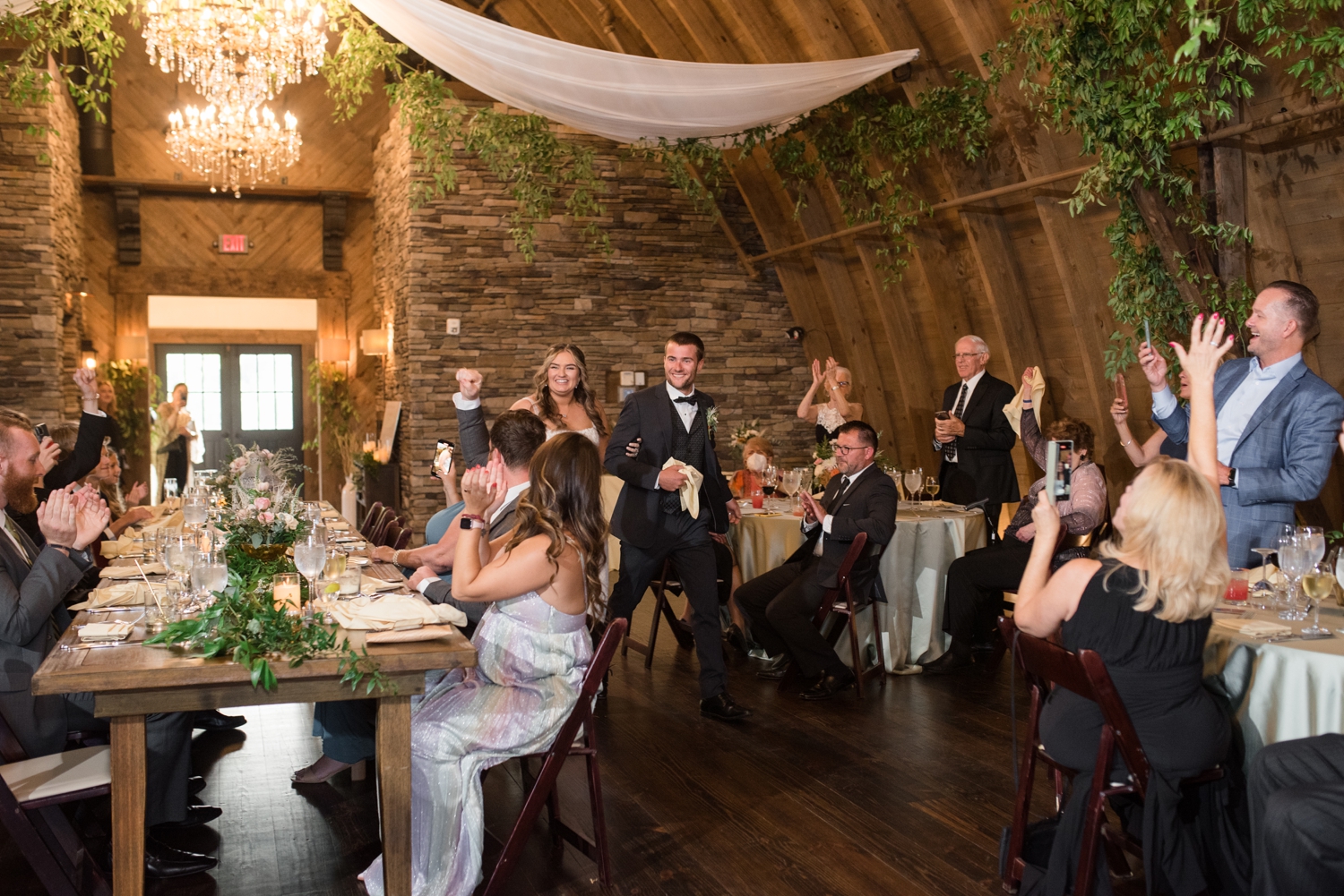 Indoor reception couples welcome at Sweeney Barn