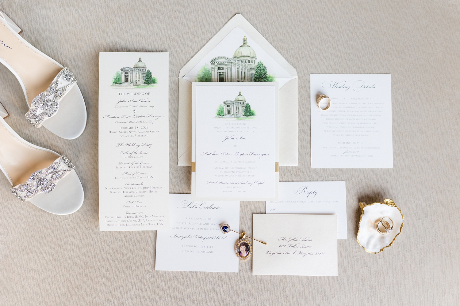 Annapolis Wedding Details Invitation suite by Cink Art