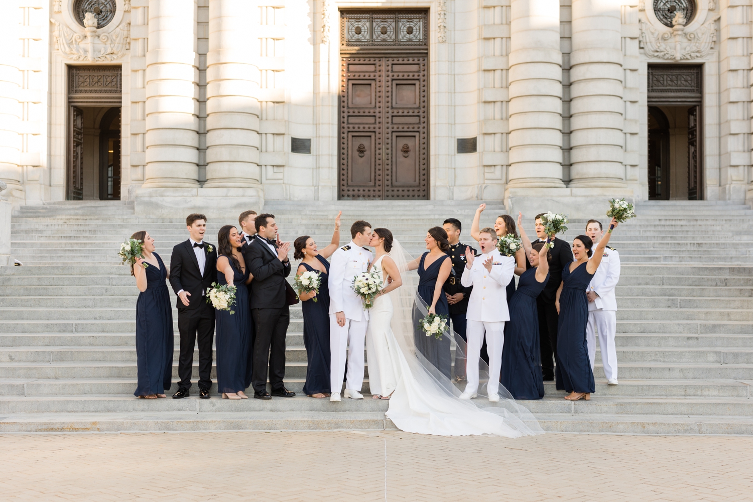 Annapolis USNA wedding party at Bancroft Hall