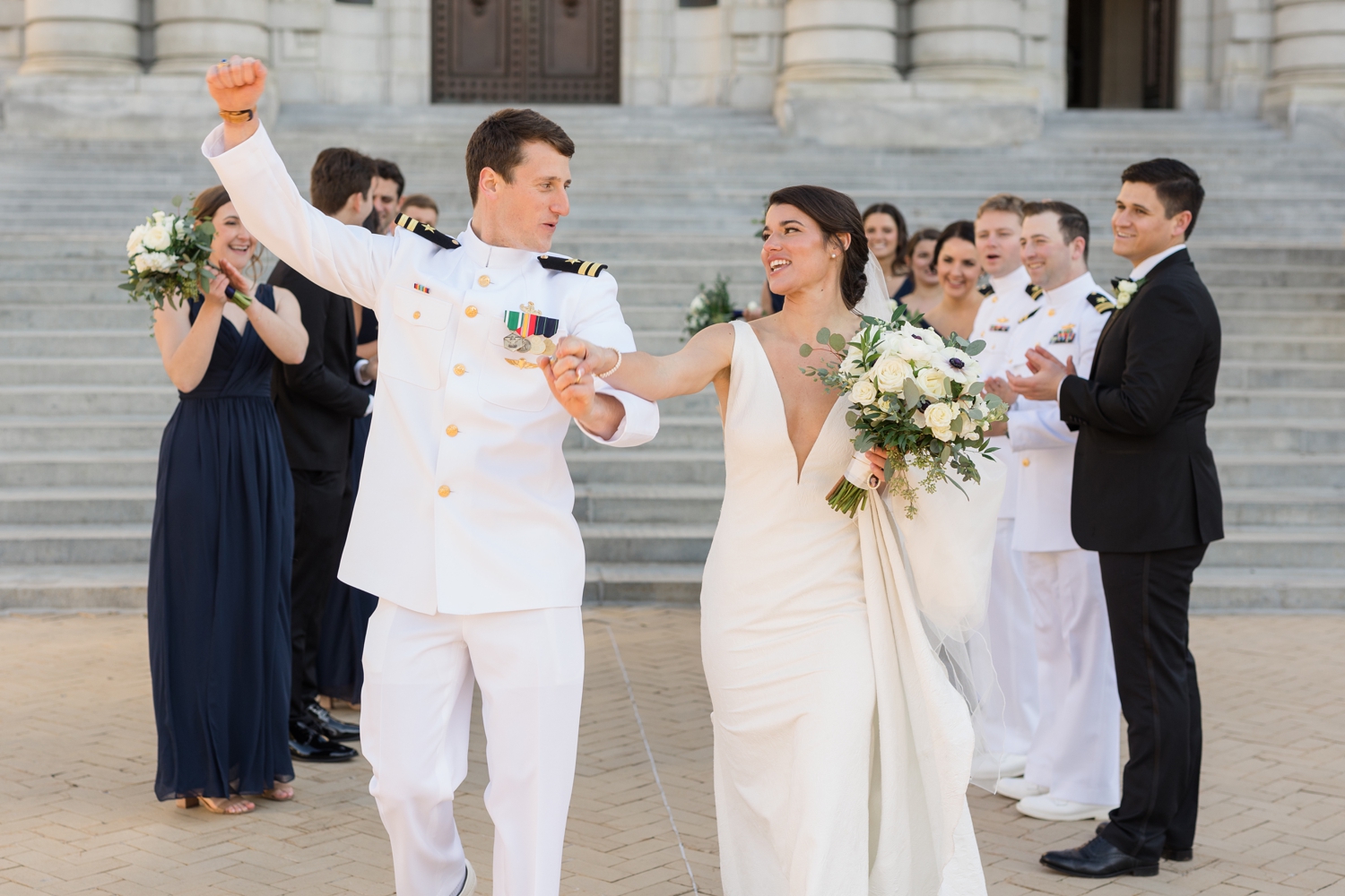 Annapolis Downtown USNA wedding party at Bancroft Hall