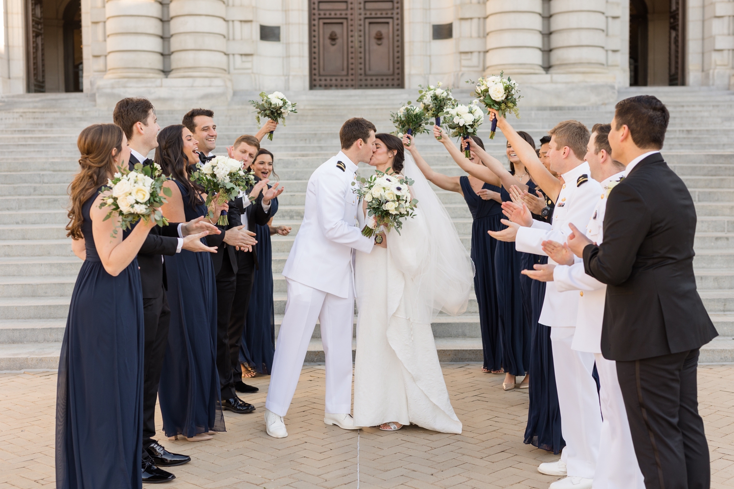 Annapolis Downtown USNA wedding party at Bancroft Hall