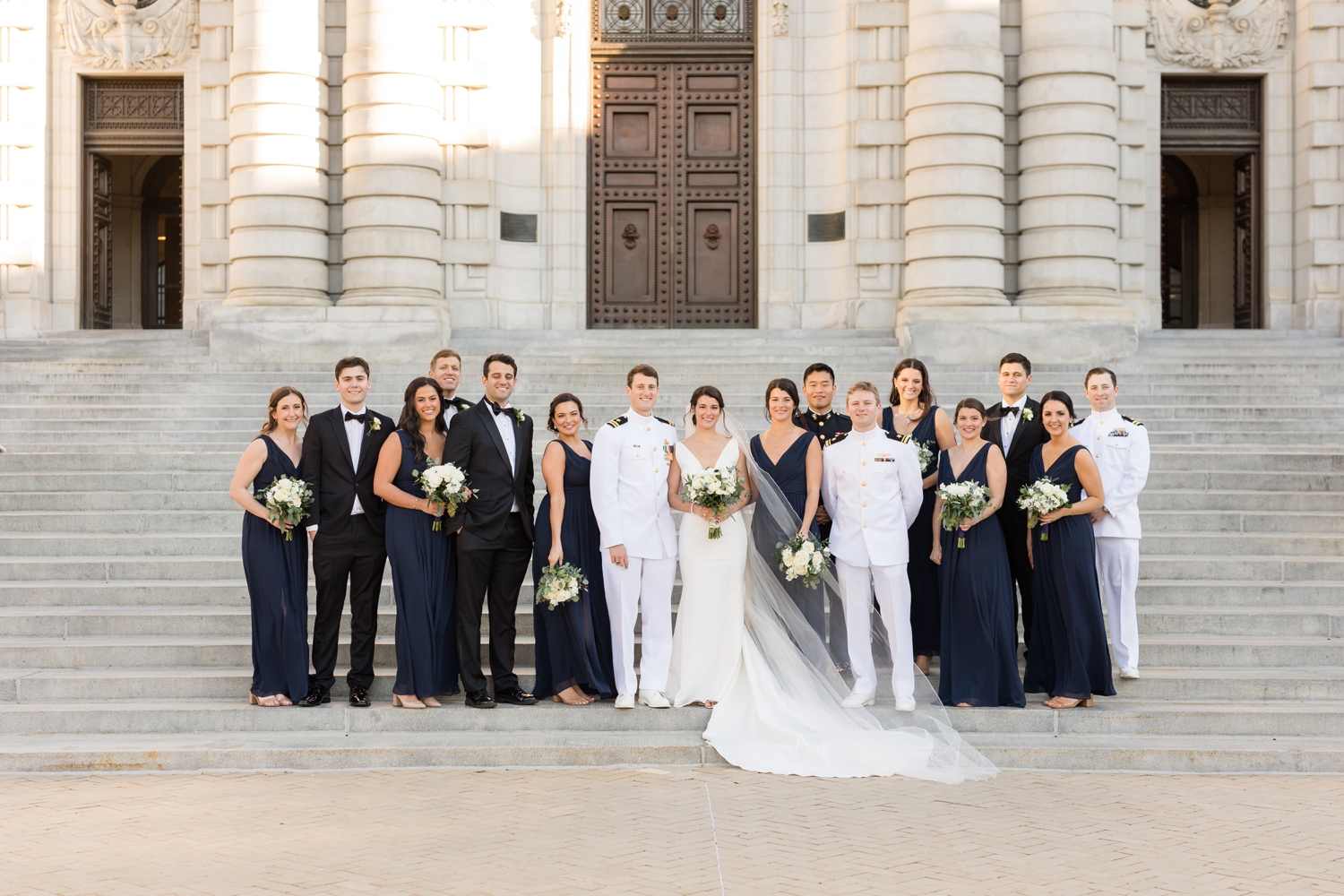 Annapolis Downtown USNA wedding party at Bancroft Hall