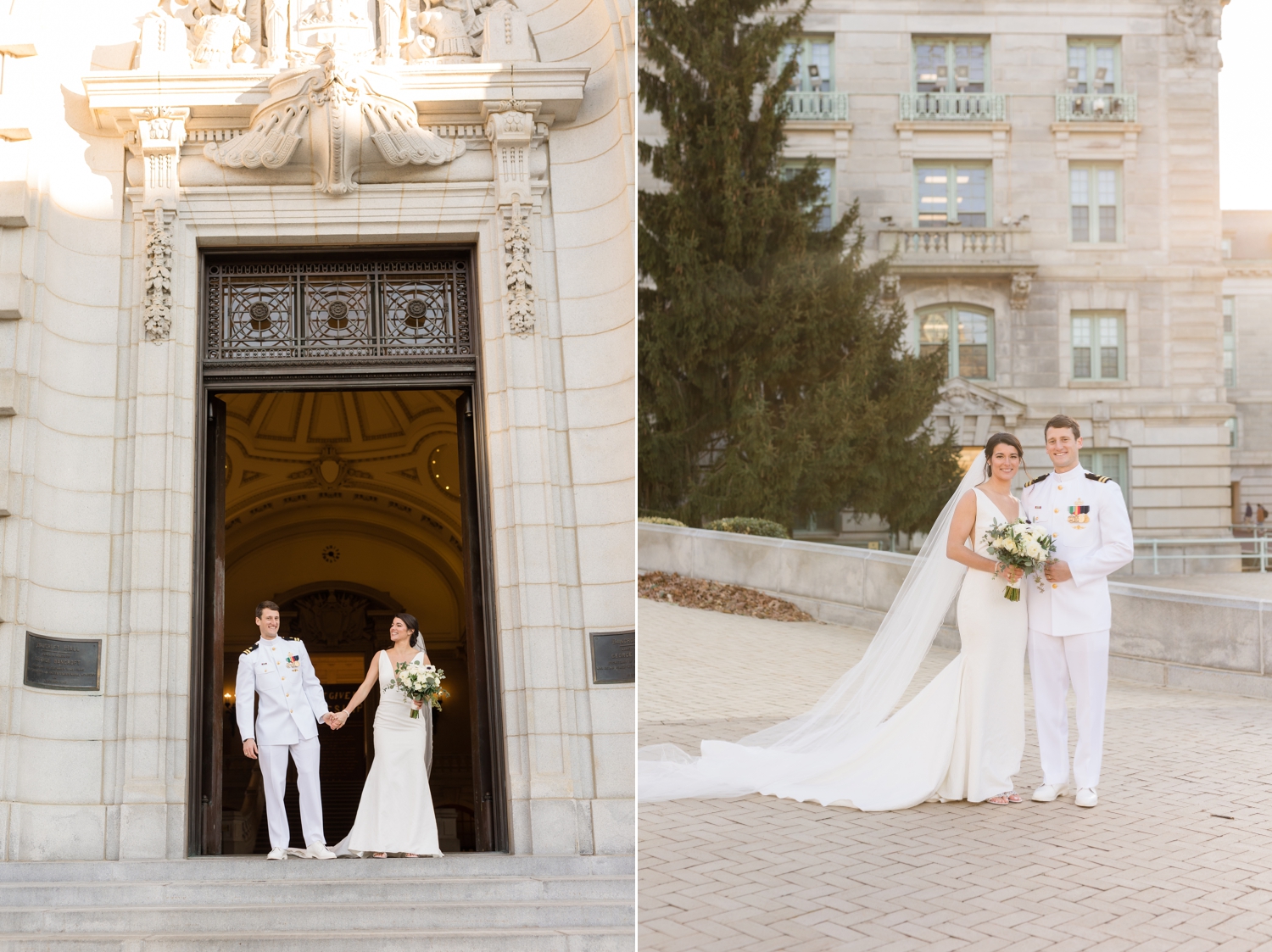 Annapolis Downtown USNA wedding party at Bancroft Hall T-Court