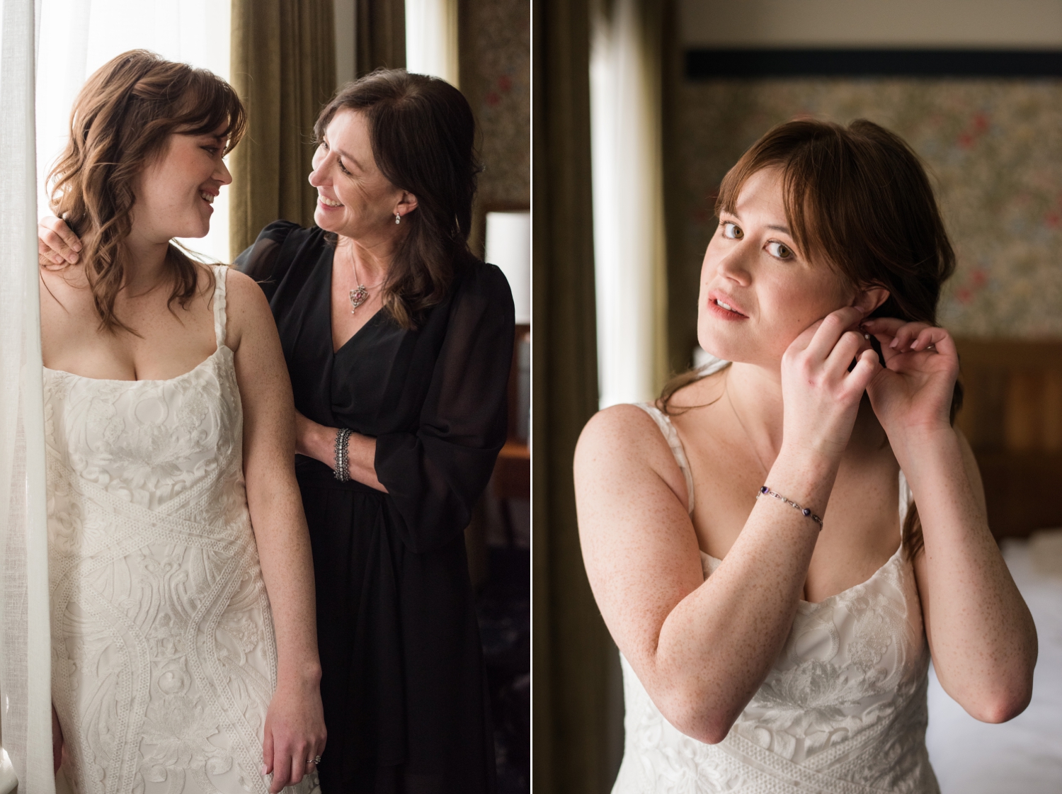 Hotel Revival Wedding details, blush chair and Rue de Seine Lovely DC wedding dress