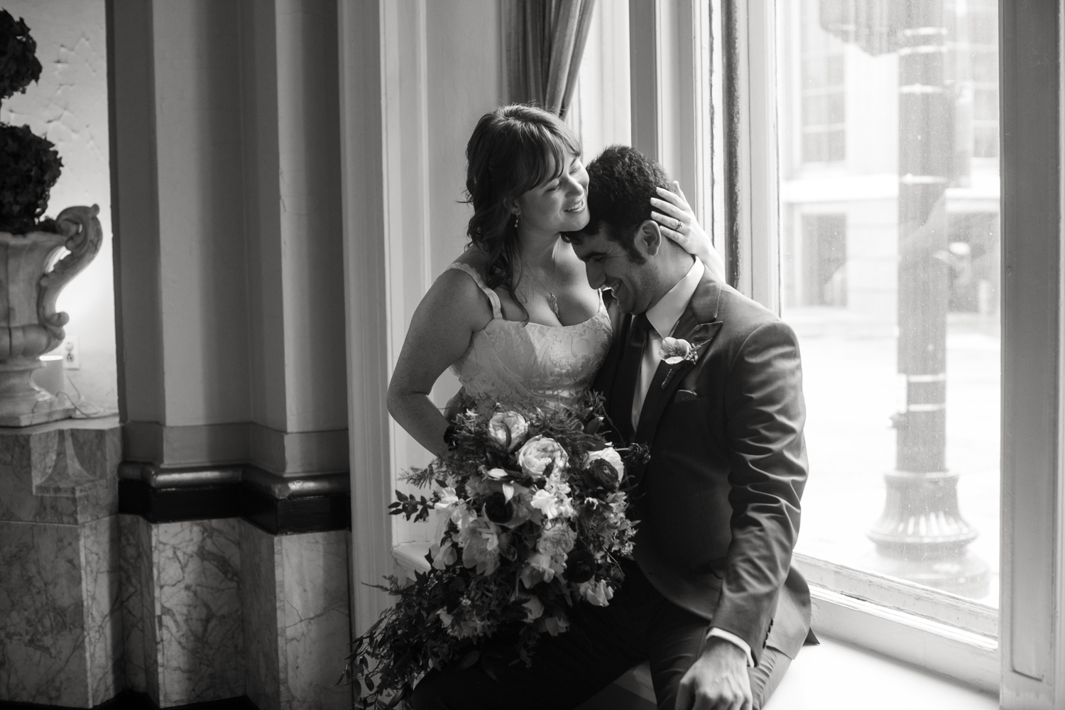 First look couple photos at Belvedere Hotel Baltimore wedding