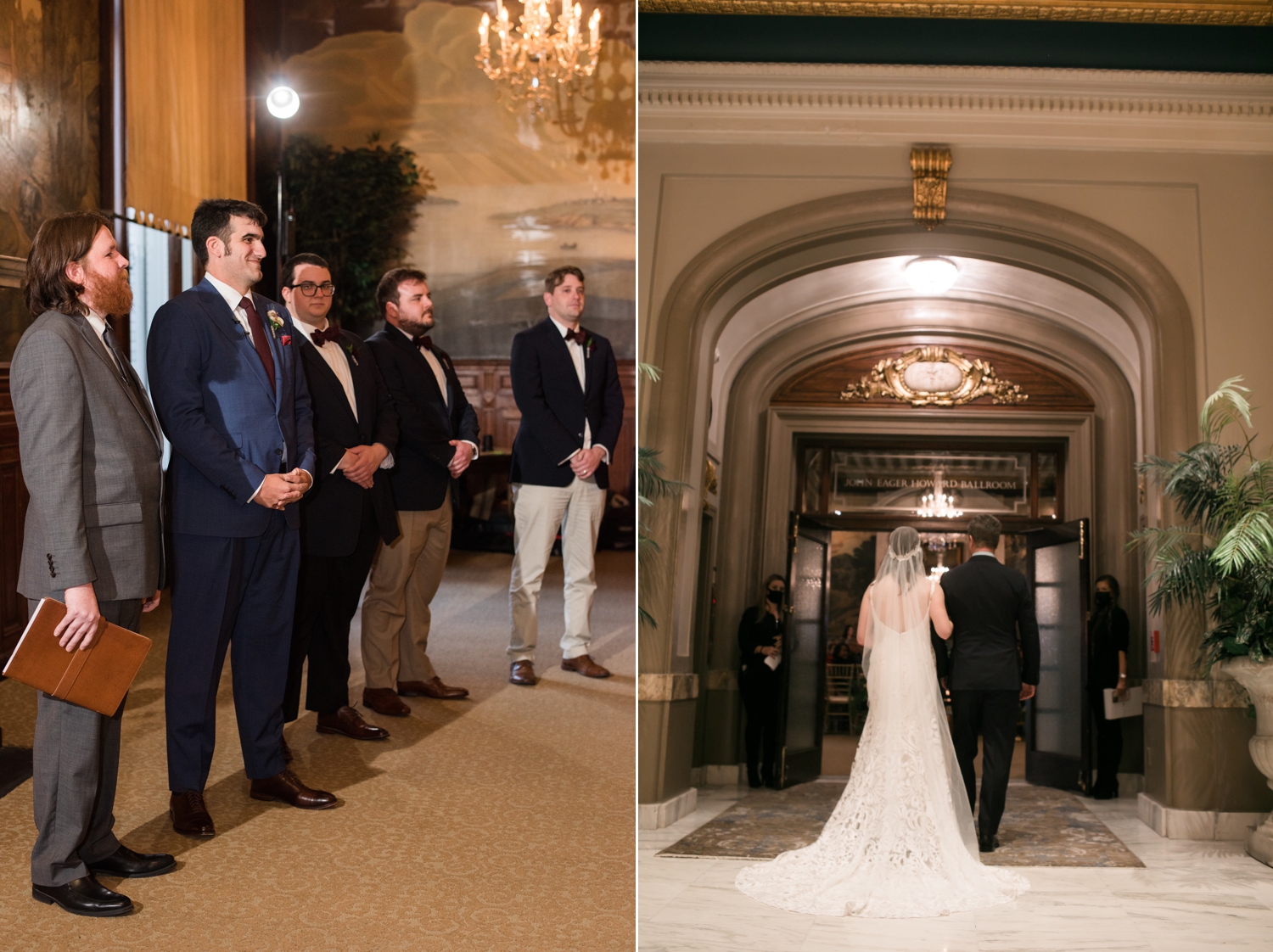 Belvedere Historic wedding ceremony photos in John Eager Howard Room