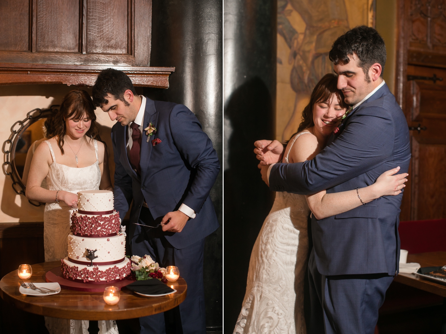 Owl Bar Belvedere & Co Events Wedding Reception cake cutting