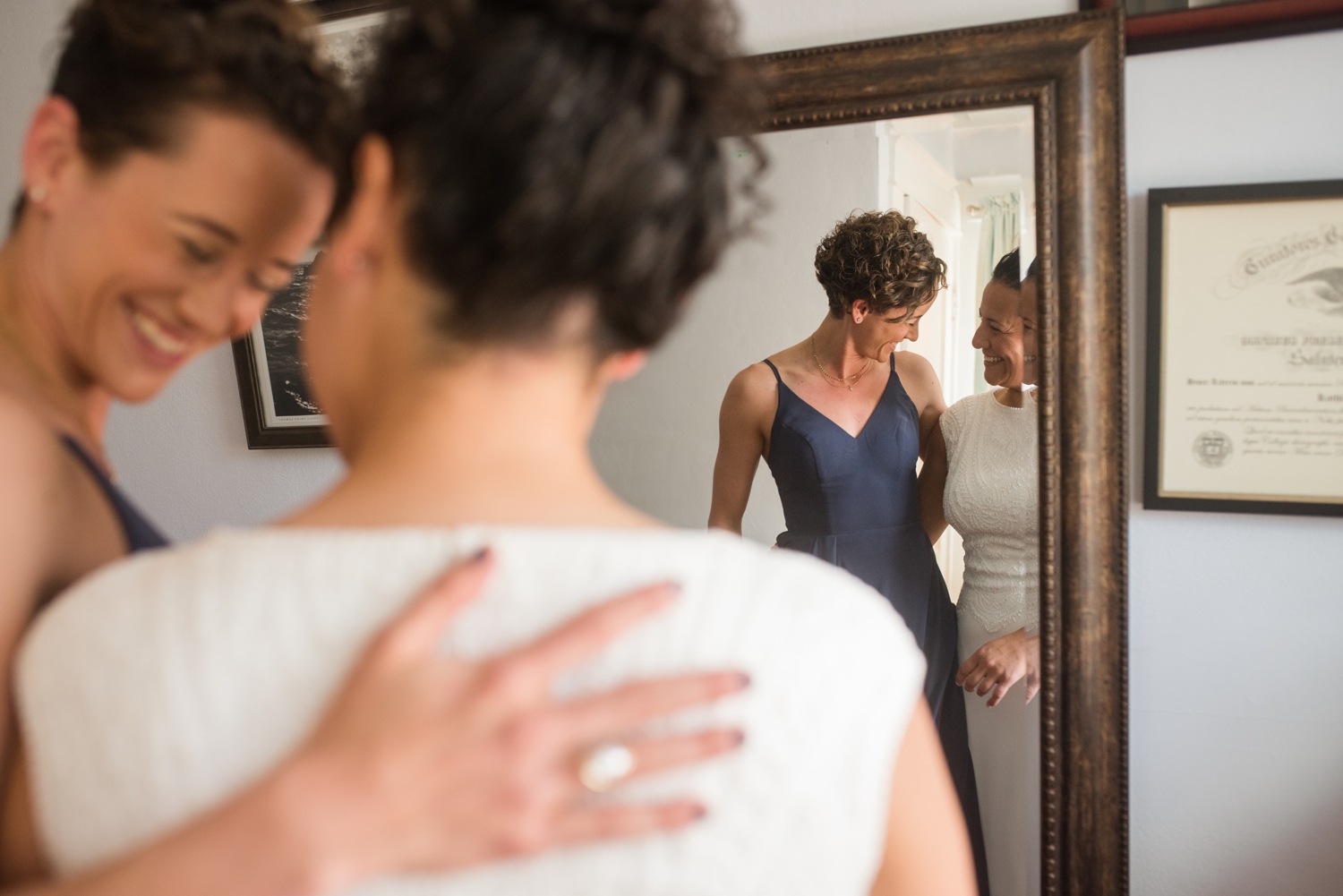 Annapolis Wedding two brides getting ready at home