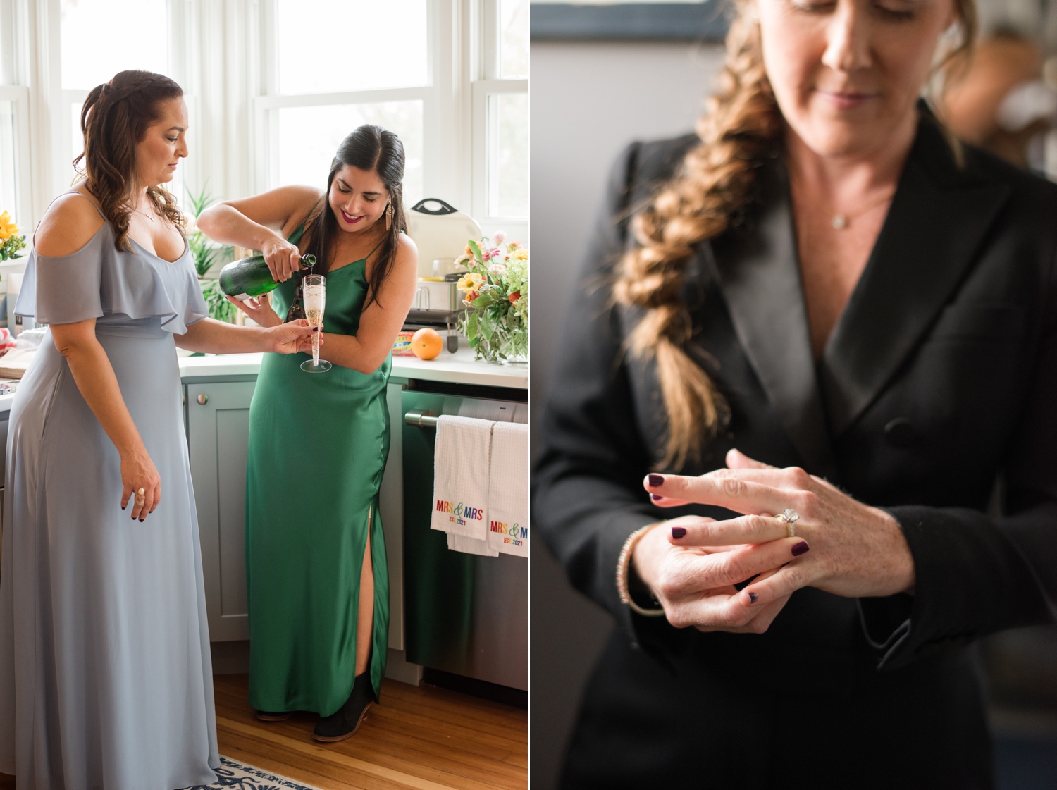 Annapolis Wedding two brides getting ready at home