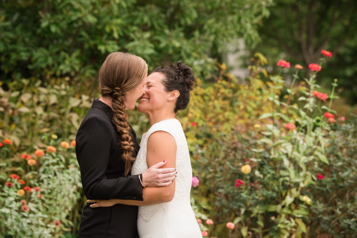 Annapolis Wedding two brides first look on Chesapeake Bay