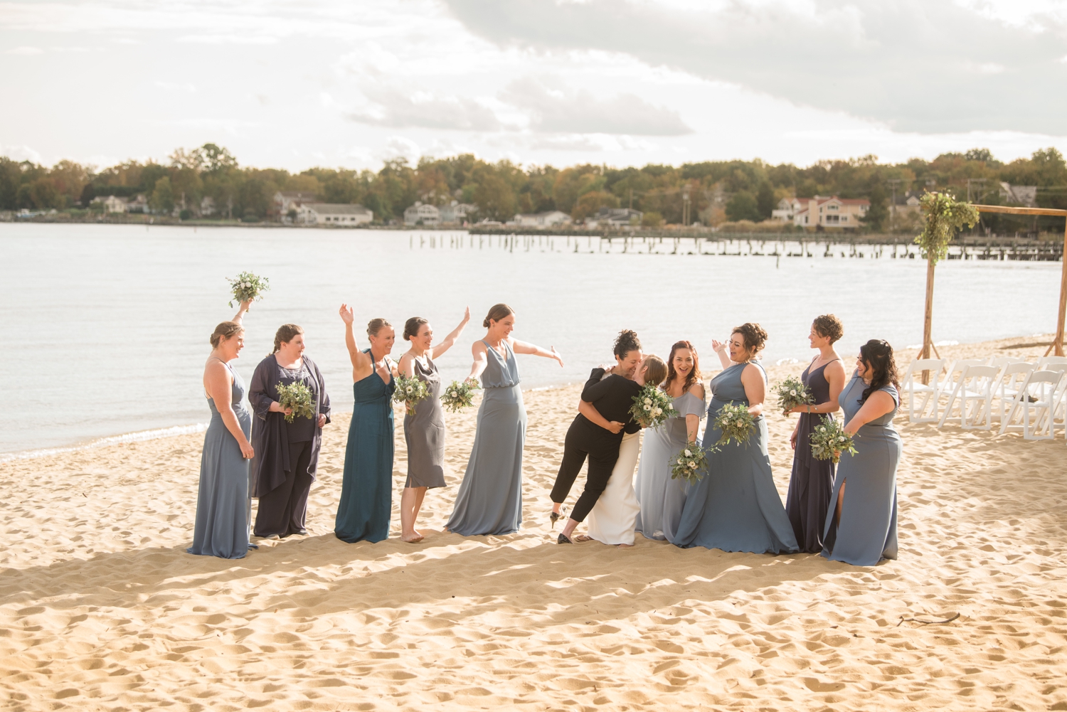 Chesapeake Bay Foundation lesbian wedding photographer beach wedding