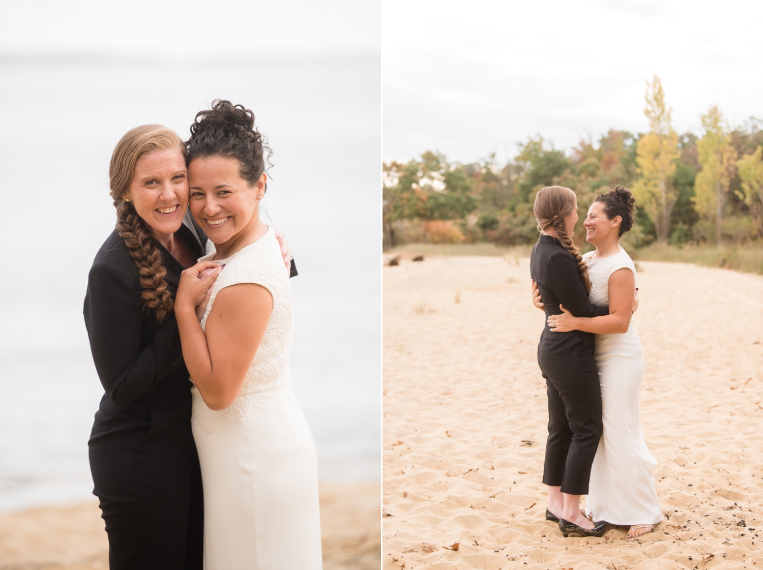 Chesapeake Bay Foundation lesbian wedding photographer beach wedding couple photos