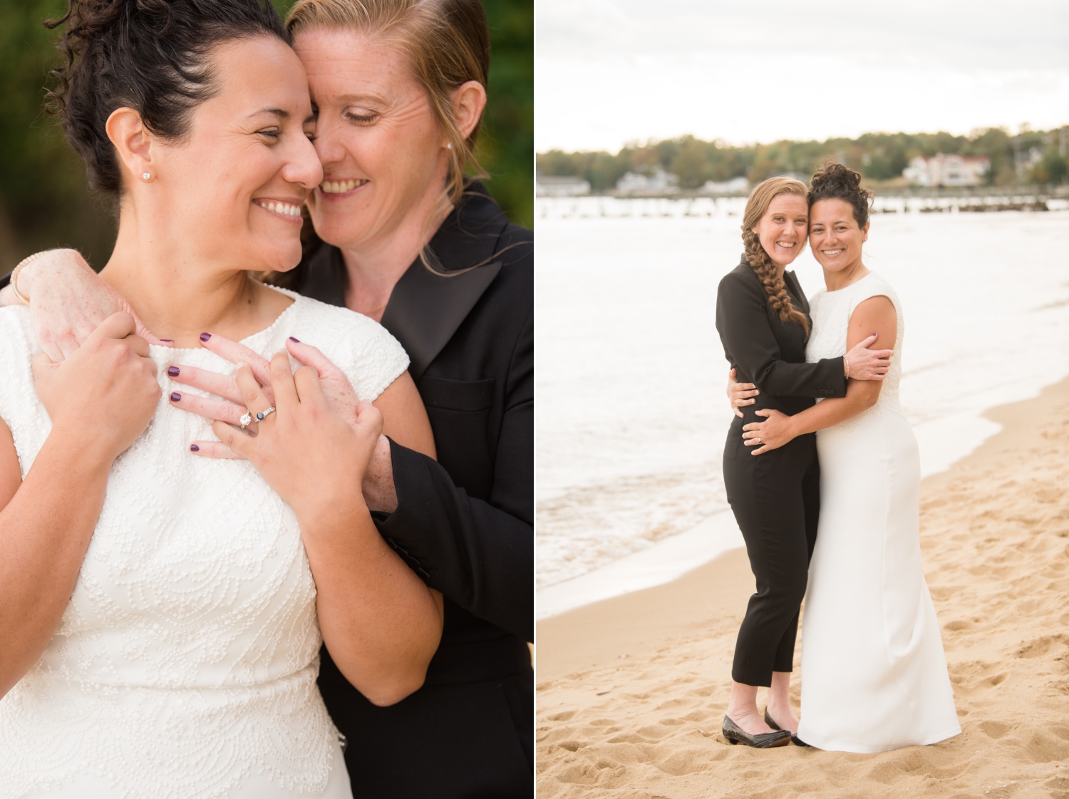 Chesapeake Bay Foundation lesbian wedding photographer beach wedding couple photos