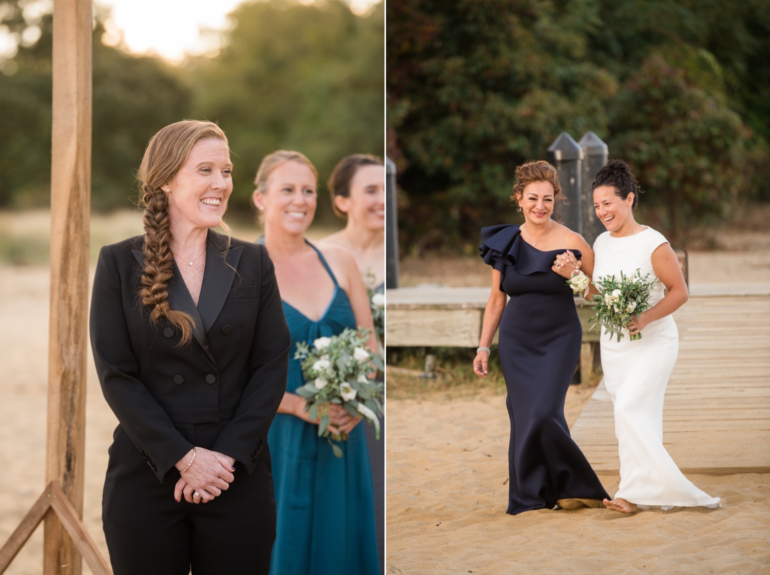 Annapolis lesbian beach wedding ceremony photographer