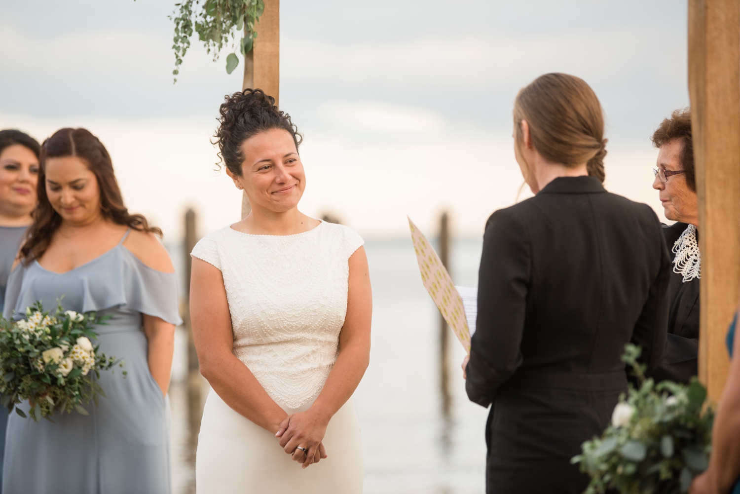 Annapolis lesbian beach wedding ceremony photographer