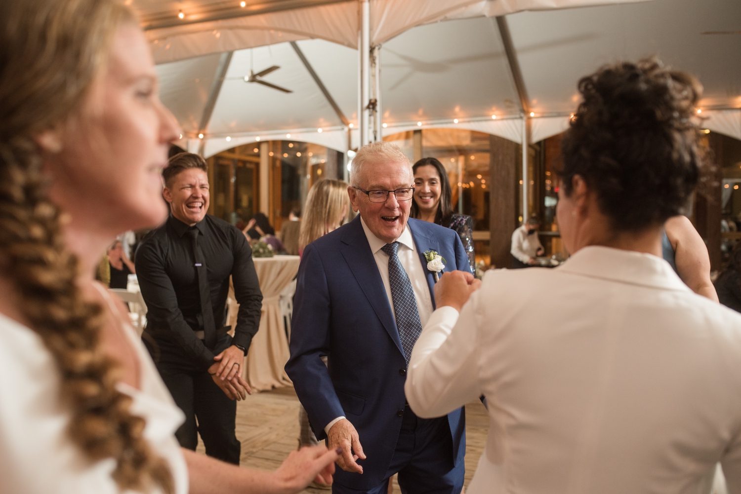 Chesapeake Bay Foundation tented wedding reception dancing