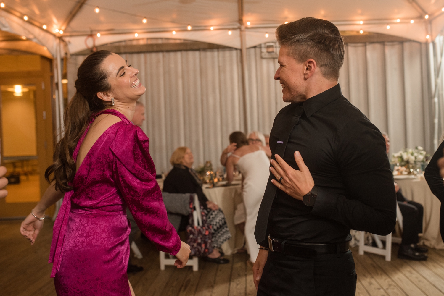 Chesapeake Bay Foundation tented wedding reception dancing