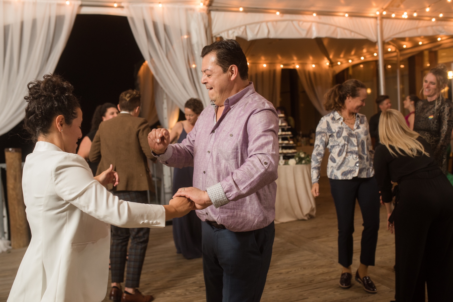 Chesapeake Bay Foundation tented wedding reception dancing