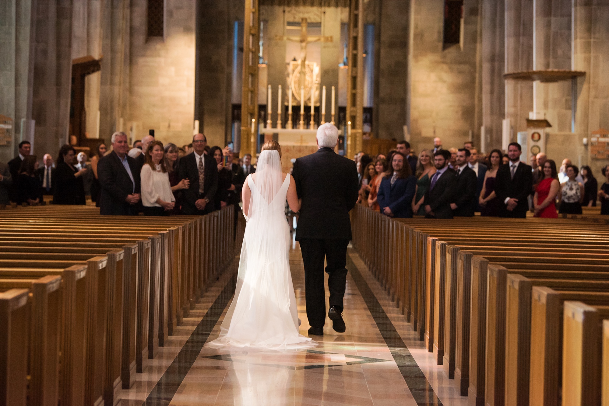 Cathedral of Mary our Queen wedding ceremony in the fall