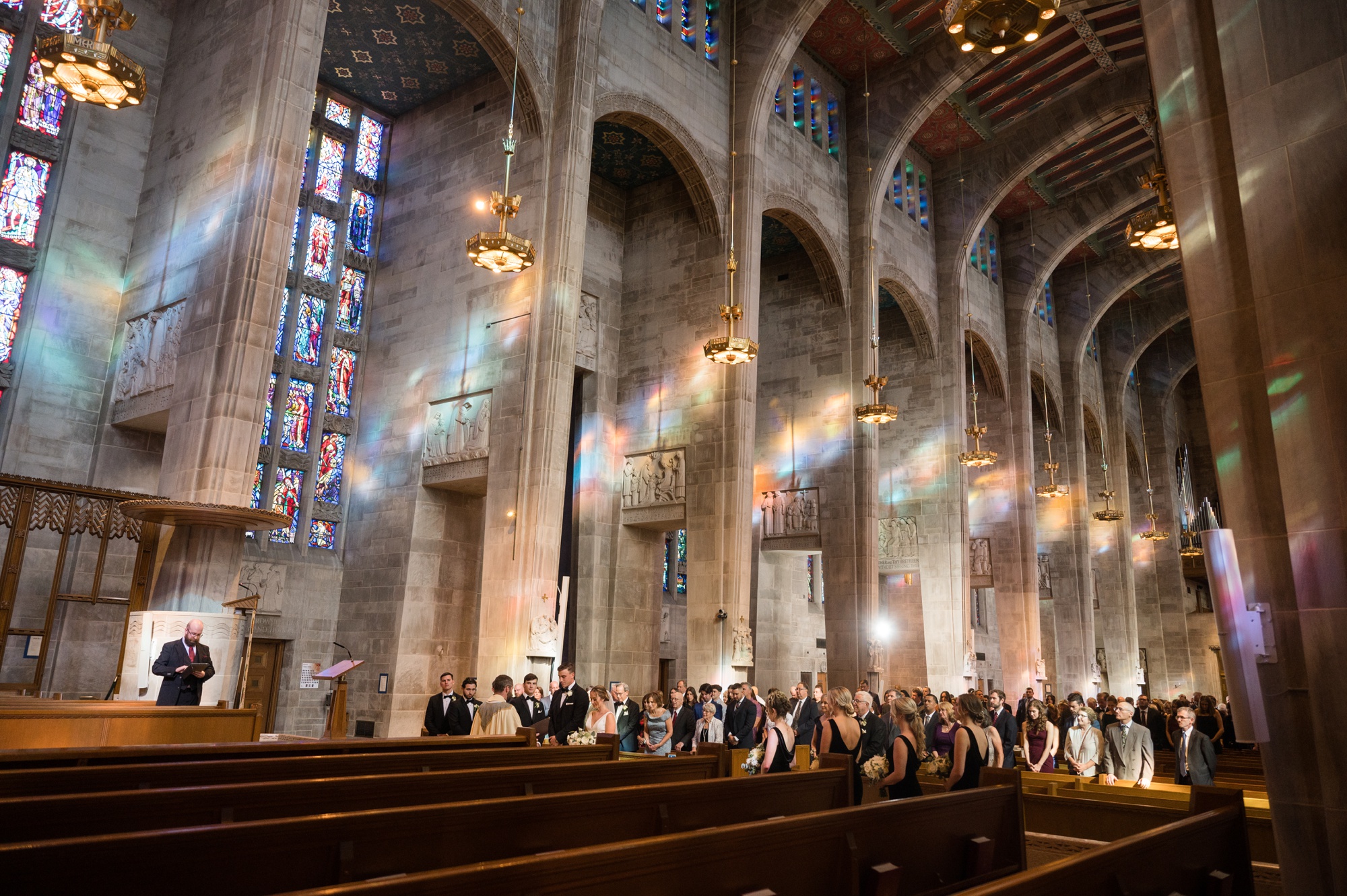 Cathedral of Mary our Queen wedding ceremony wide angle photo