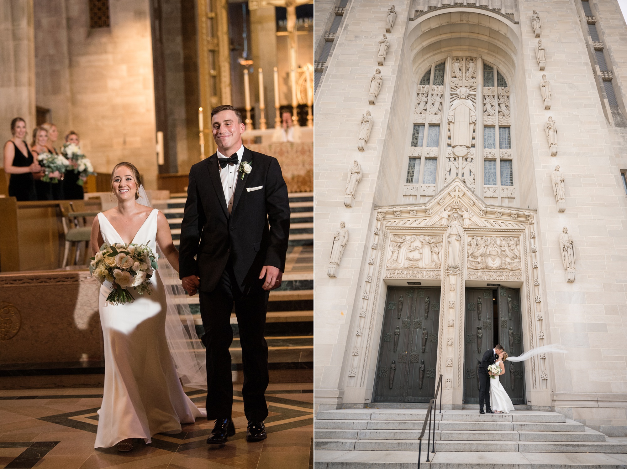 Cathedral of Mary our Queen wedding ceremony epic cathedral veil