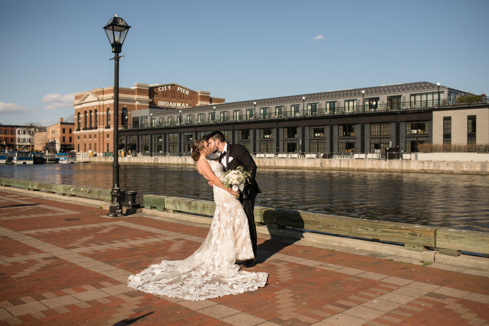 Sagamore Pendry Hotel baltimore wedding couple in Fells Point