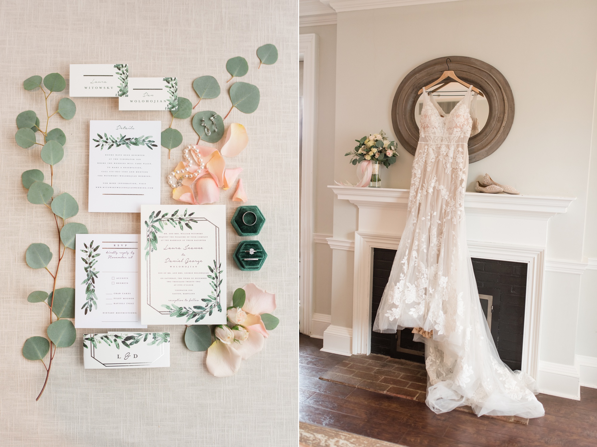 Winter Tidewater inn wedding details sage green