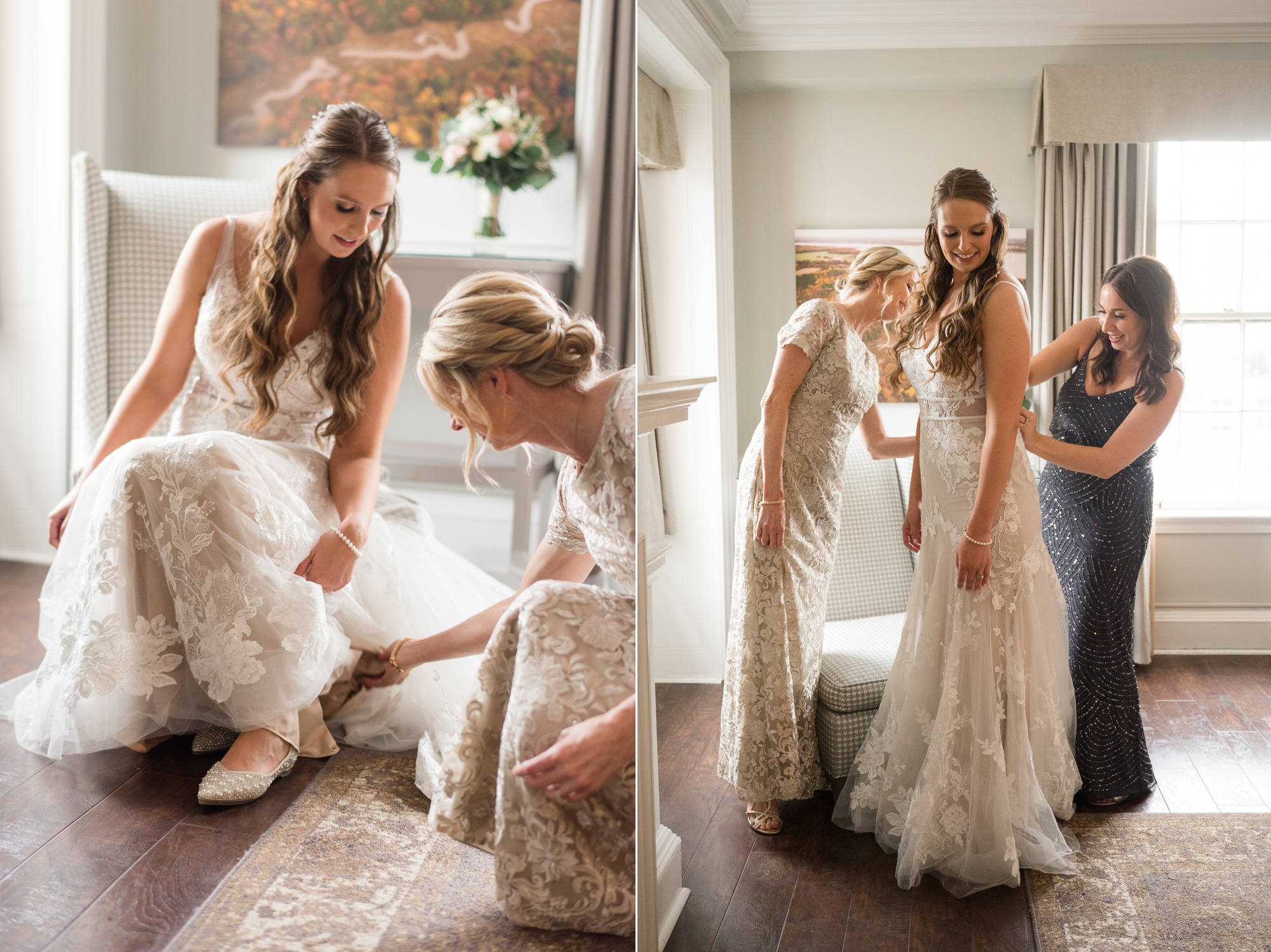 Winter Tidewater inn wedding bride and mother of the bride