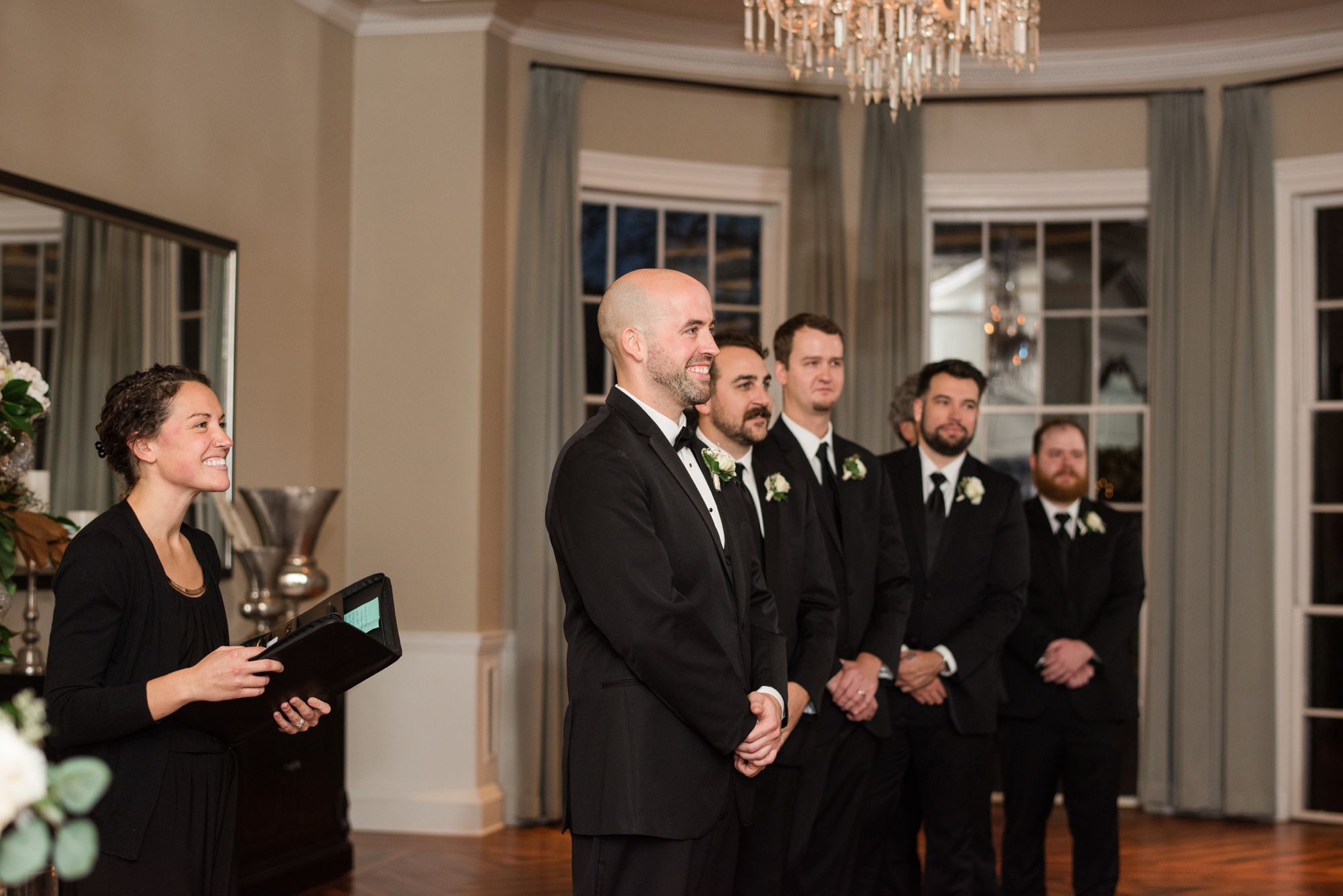 Tidewater inn winter wedding ceremony inside