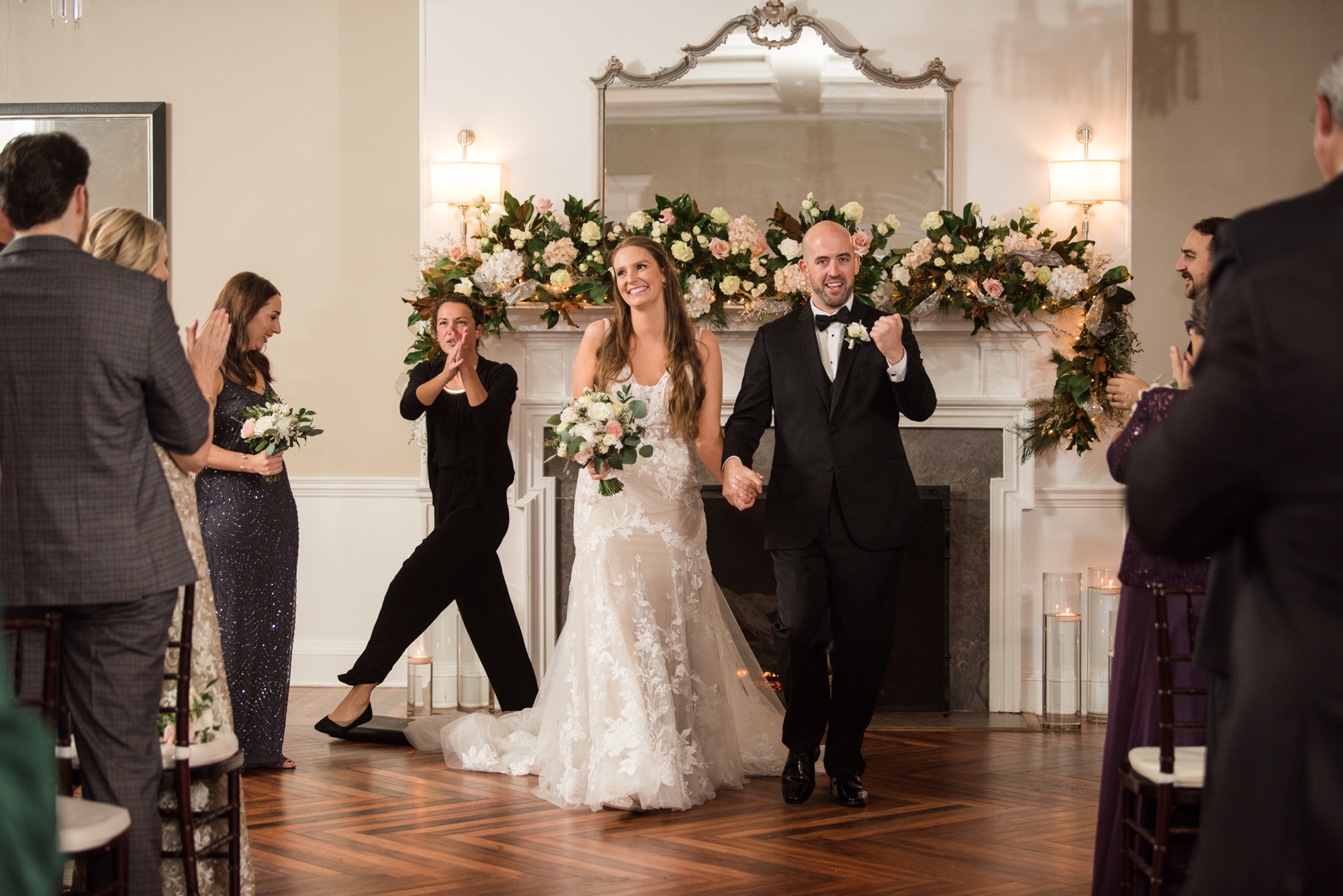 Tidewater inn winter wedding ceremony crystal room inside