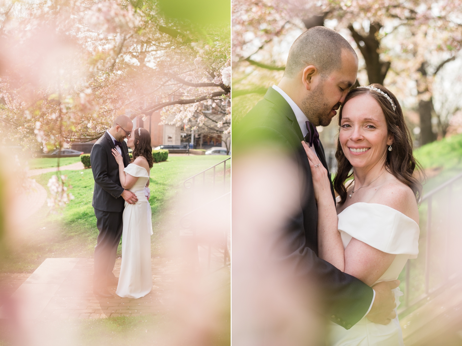 State house garden cherry blossom elopement micro wedding photograph