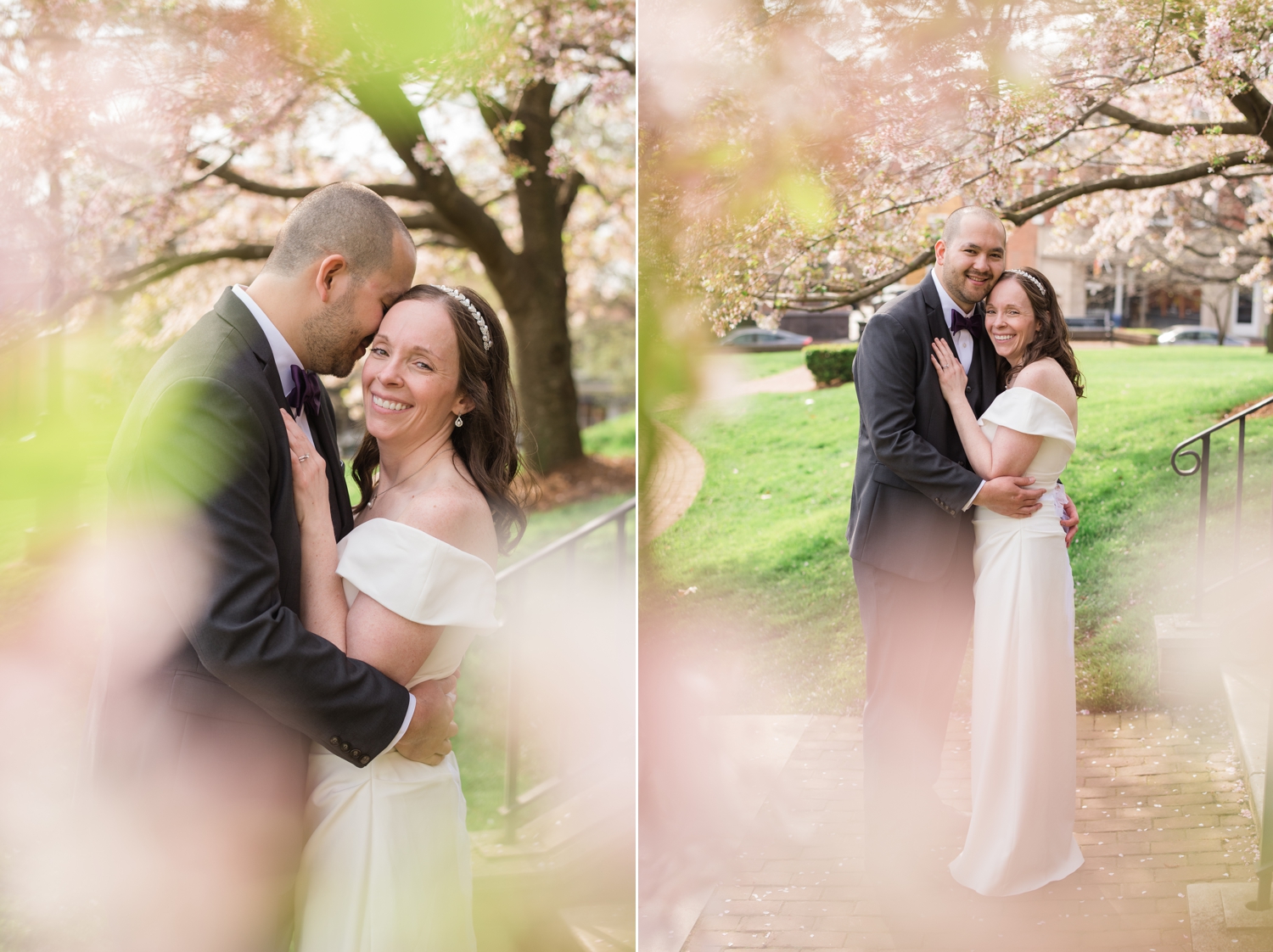 State house garden cherry blossom elopement micro wedding photograph