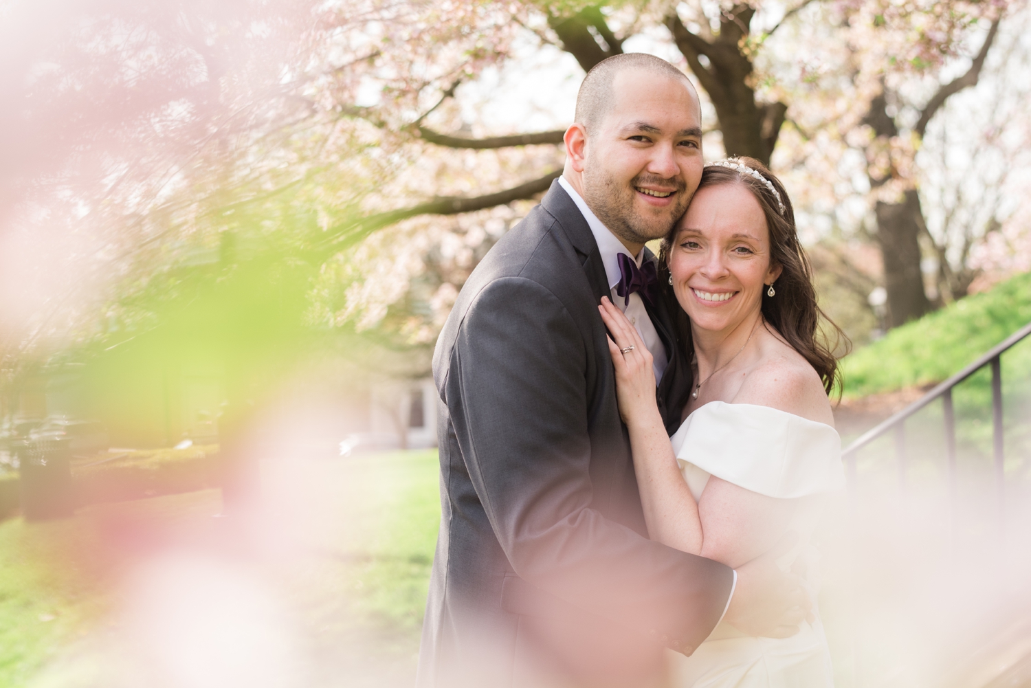 State house garden cherry blossom elopement micro wedding photograph