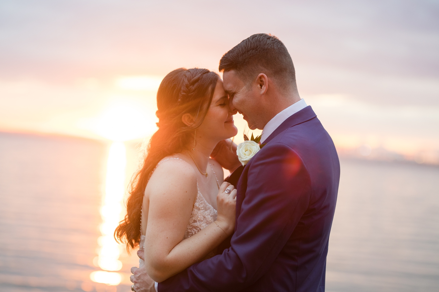 Epic sunset at Chesapeake Bay Beach Club waterfront wedding