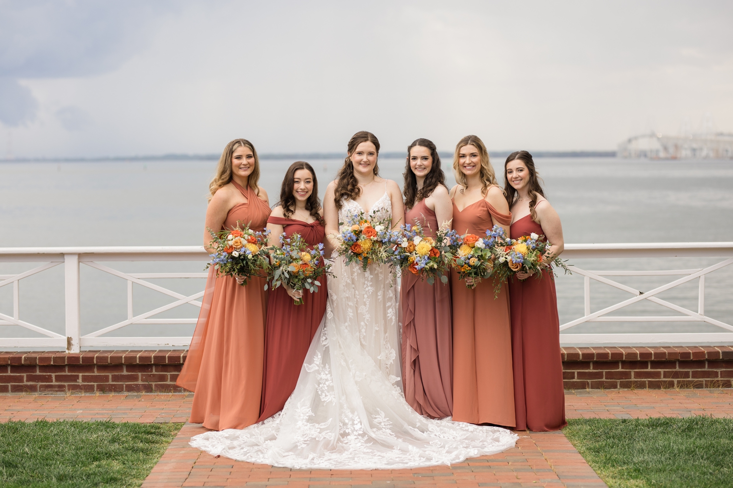 Wedding party overlooking the Chesapeake Bay Beach Club waterfront wedding